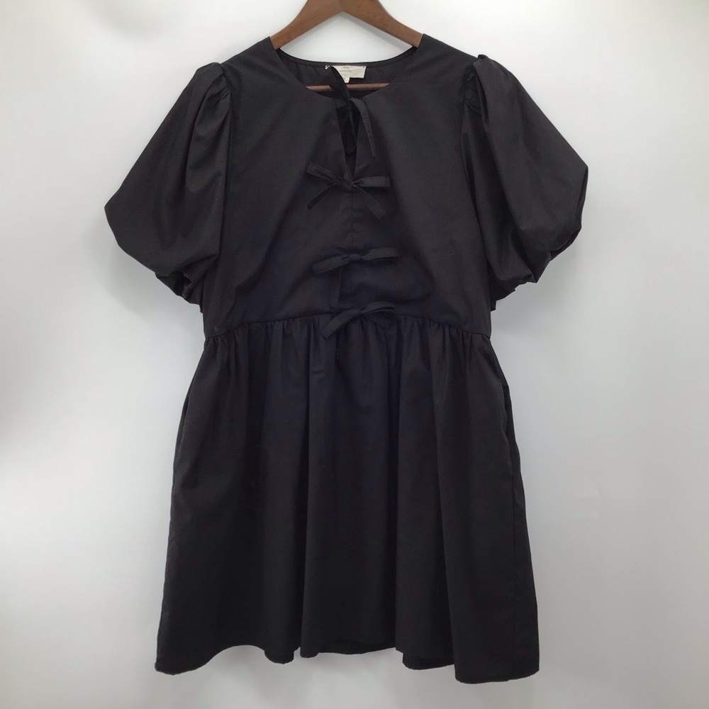 Entro Black Puff Sleeve Dress with Bow Details - Picture 2 of 13